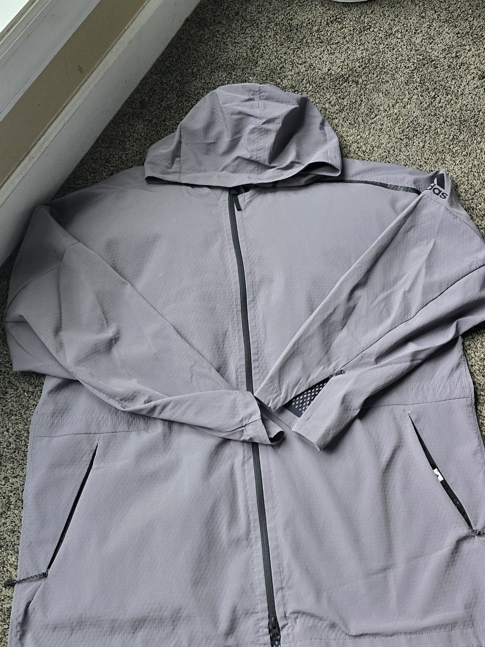 adidas Light Gray Performance Jacket with Black Logo